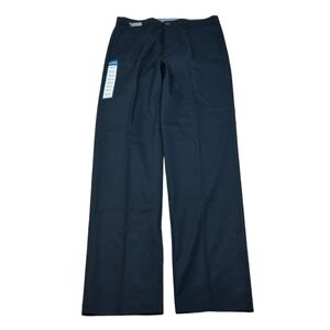 Haggar Premium No Iron Khaki Pants Mens 30x32‎ Blue Straight Fit Stretch NEW